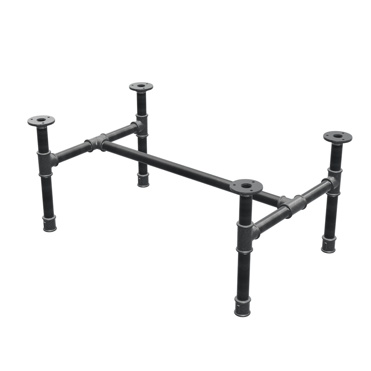 Industrialna podstawa stolika kawowego z żeliwa, w kształcie H, 71 × 45 cm, wysokość 32 cm, ujęcie 3/4
