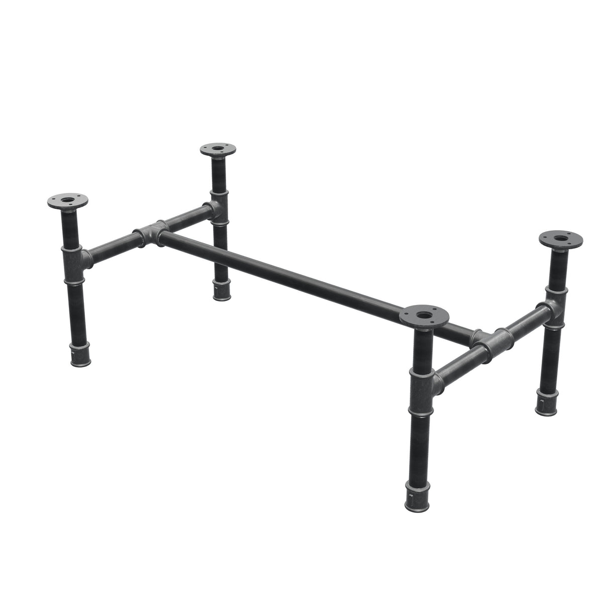 Industrialna podstawa stolika kawowego z żeliwa, w kształcie H, 81 × 45 cm, wysokość 32 cm, ujęcie 3/4
