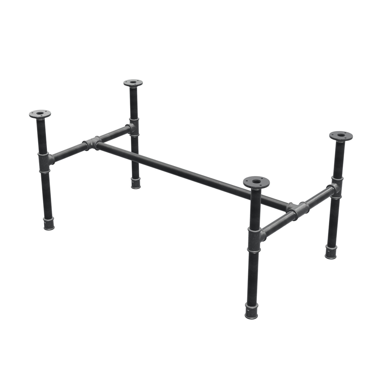 Industrialna podstawa stolika kawowego z żeliwa, w kształcie H, 91 × 51 cm, wysokość 42 cm, ujęcie 3/4