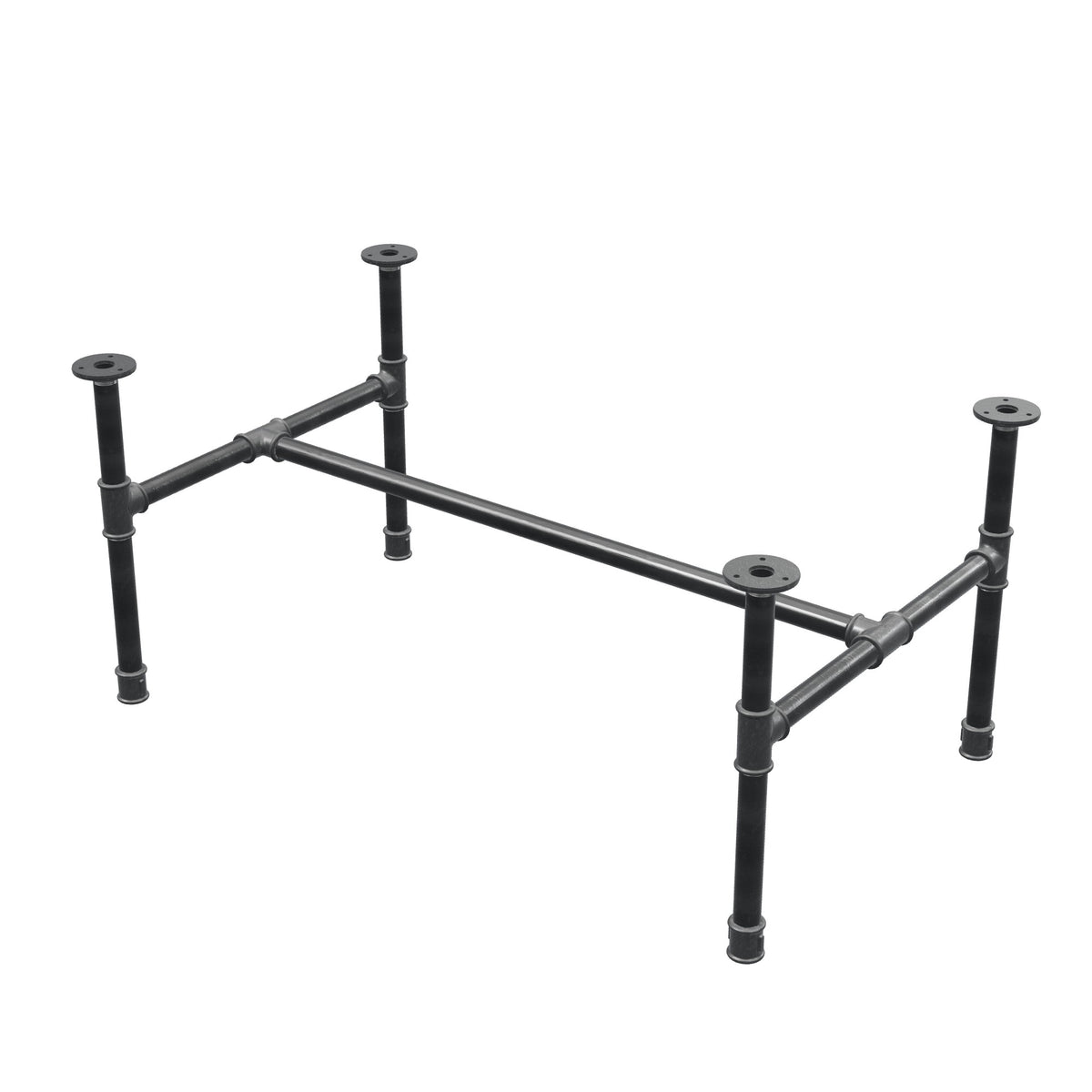 Industrialna podstawa stolika kawowego z żeliwa, w kształcie H, 91 × 55 cm, wysokość 42 cm, ujęcie 3/4