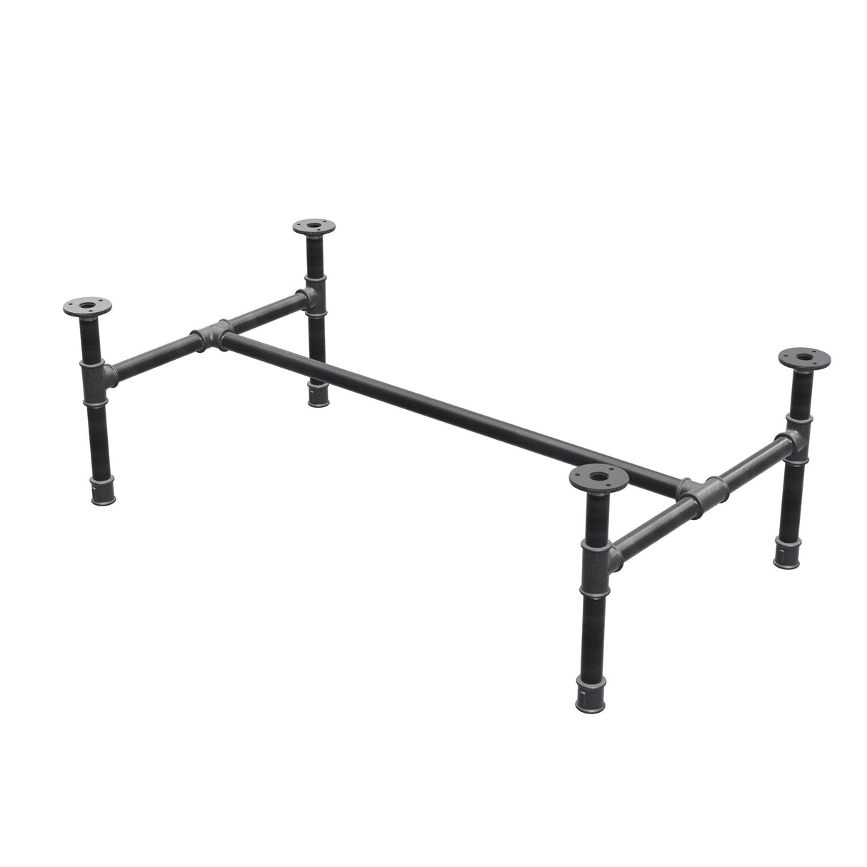 Industrialna podstawa stolika kawowego z żeliwa, w kształcie H, 96 × 55 cm, wysokość 32 cm, ujęcie 3/4
