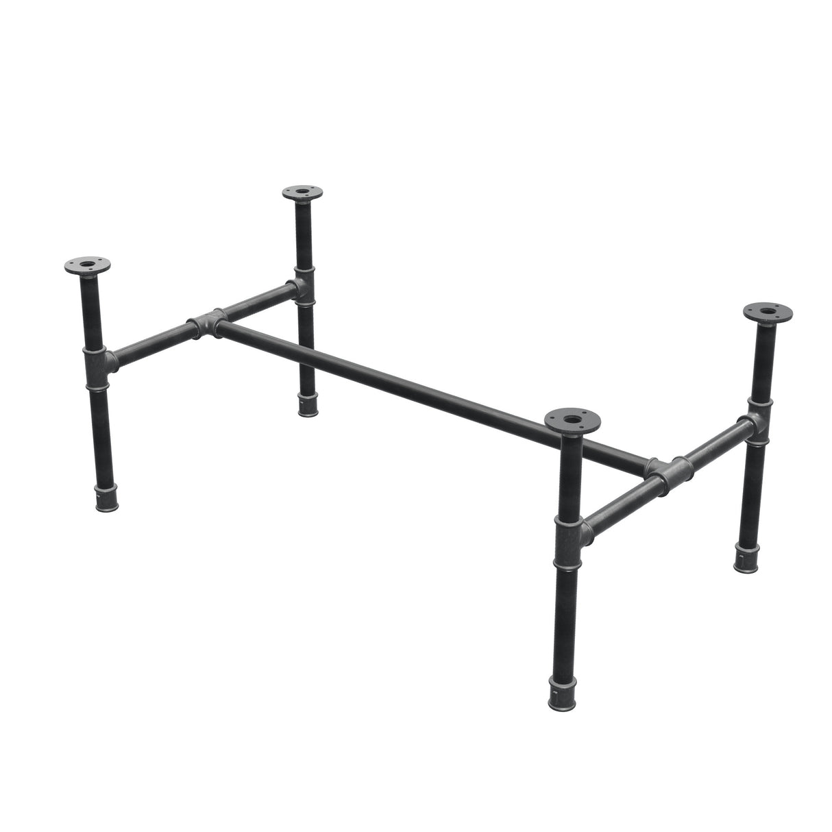 Industrialna podstawa stolika kawowego z żeliwa, w kształcie H, 96 × 55 cm, wysokość 42 cm, ujęcie 3/4