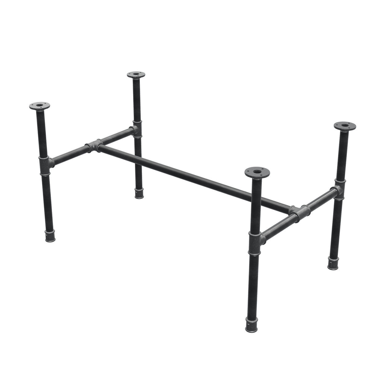 Industrialna podstawa stolika kawowego z żeliwa, w kształcie H, 96 × 55 cm, wysokość 52 cm, ujęcie 3/4