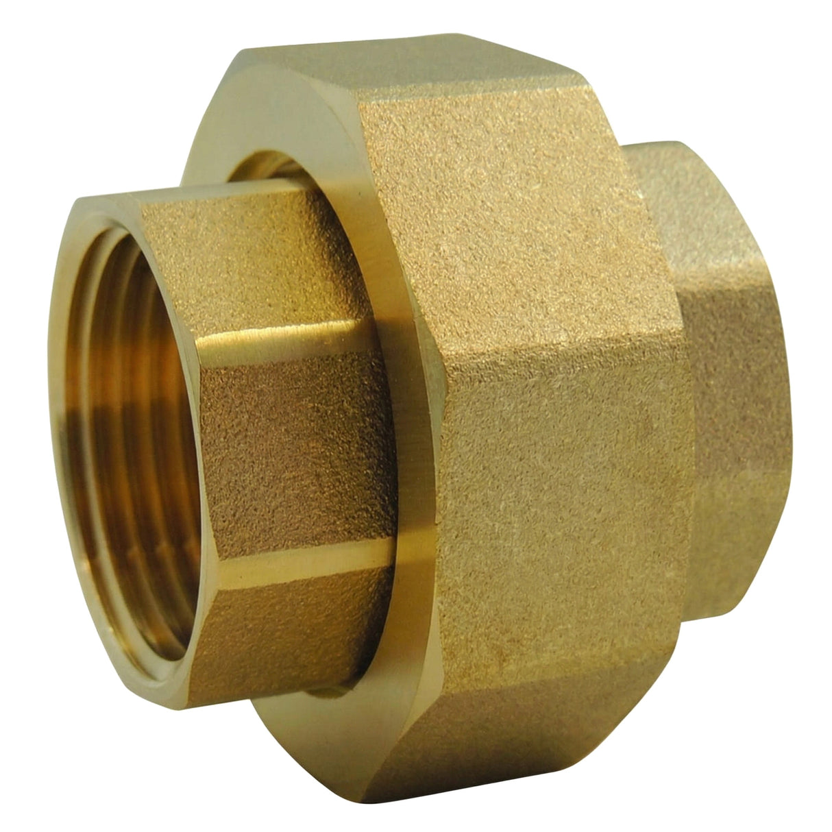 Union à portée plate femelle-femelle joint EPDM en laiton CW617N BSP - vue isométrique 3/4
