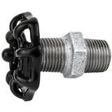 Czarne pokrętło 52 mm na nyplu, 1/2'' z czarną nakrętką, złączka z żeliwa ocynkowanego