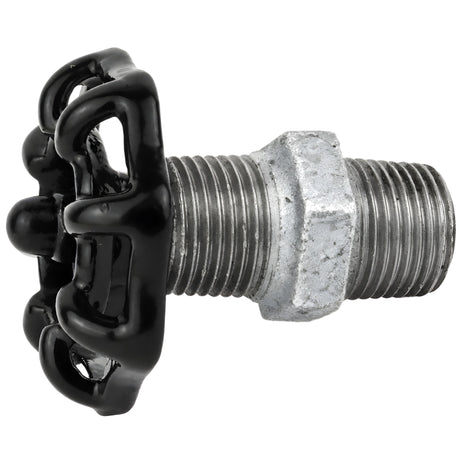 Czarne pokrętło 52 mm na nyplu, 1/2'' z czarną nakrętką, złączka z żeliwa ocynkowanego