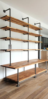 Biblioth�que en m�tal en tuyaux de plomberie filet�s - style industriel