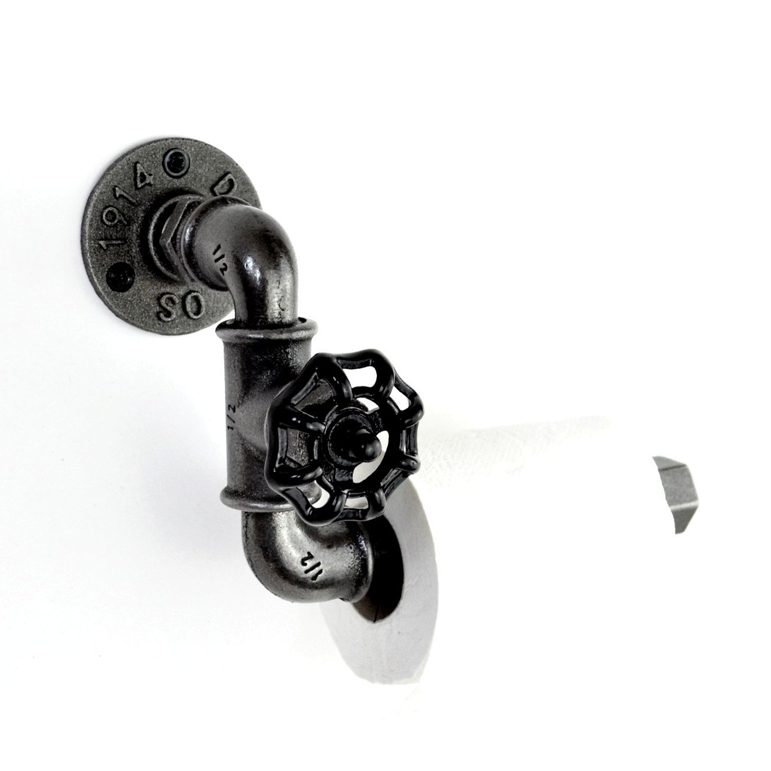 dérouleur papier toilette en vanne à volant noir
