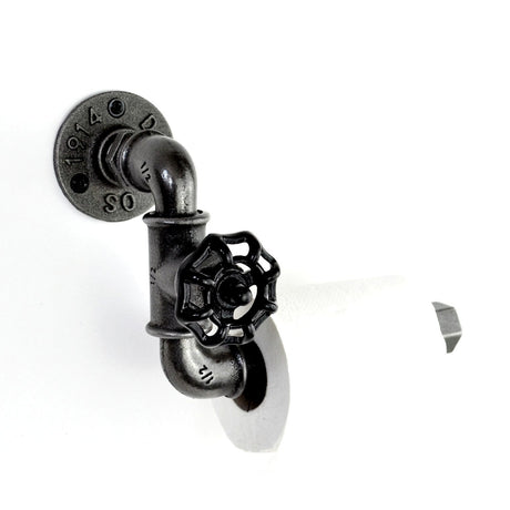 dérouleur papier toilette en vanne à volant noir