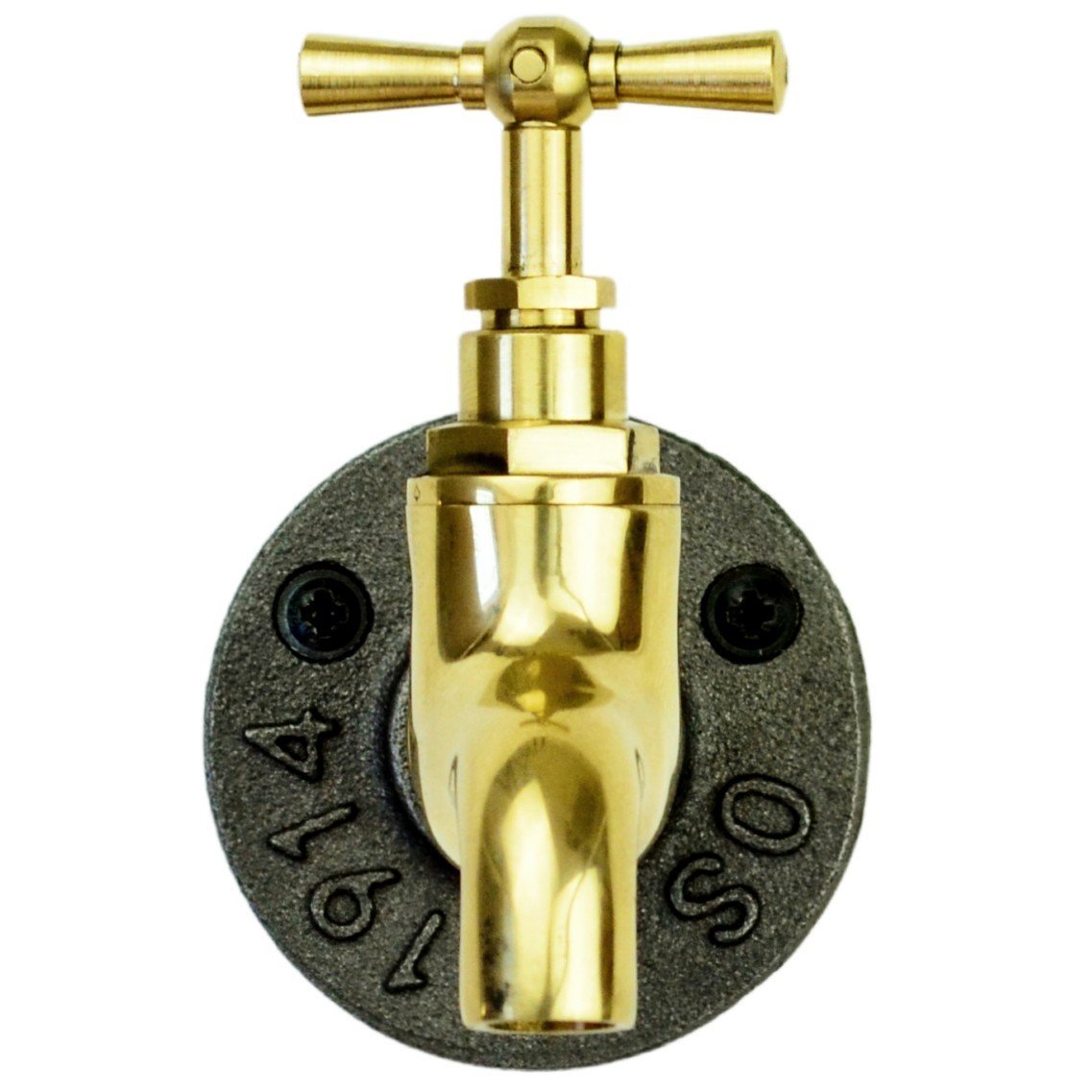 Patère, Porte-manteau mural robinet en laiton brillant - porte-manteau mural style industriel - vue 3