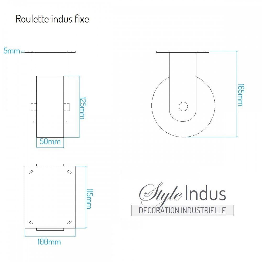 Roulette industrielle noire métal pour meuble