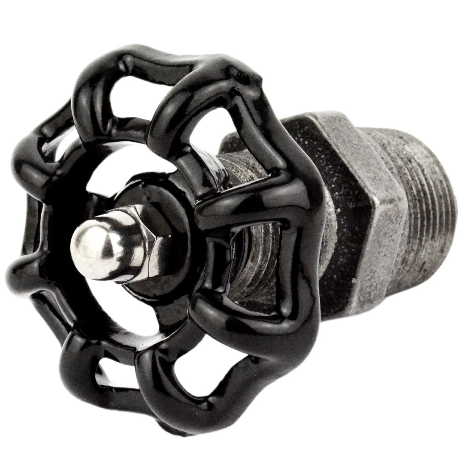 Volant noir 52mm sur mamelon - volant de vanne décoratif en fonte noire - vue 7